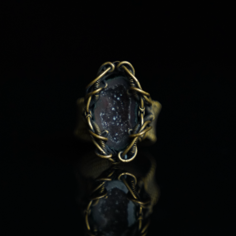 The Starlit Hollow Geode Ring