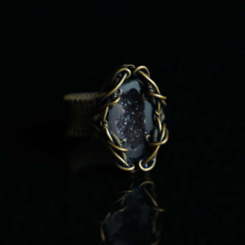 The Starlit Hollow Geode Ring