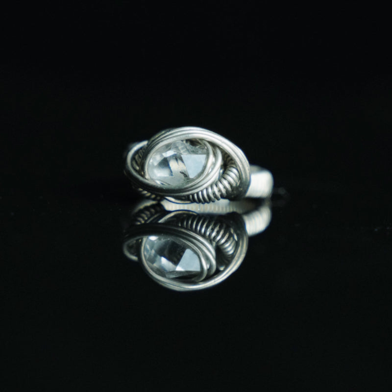 The Silver Orbit Herkimer-Style Quartz Ring