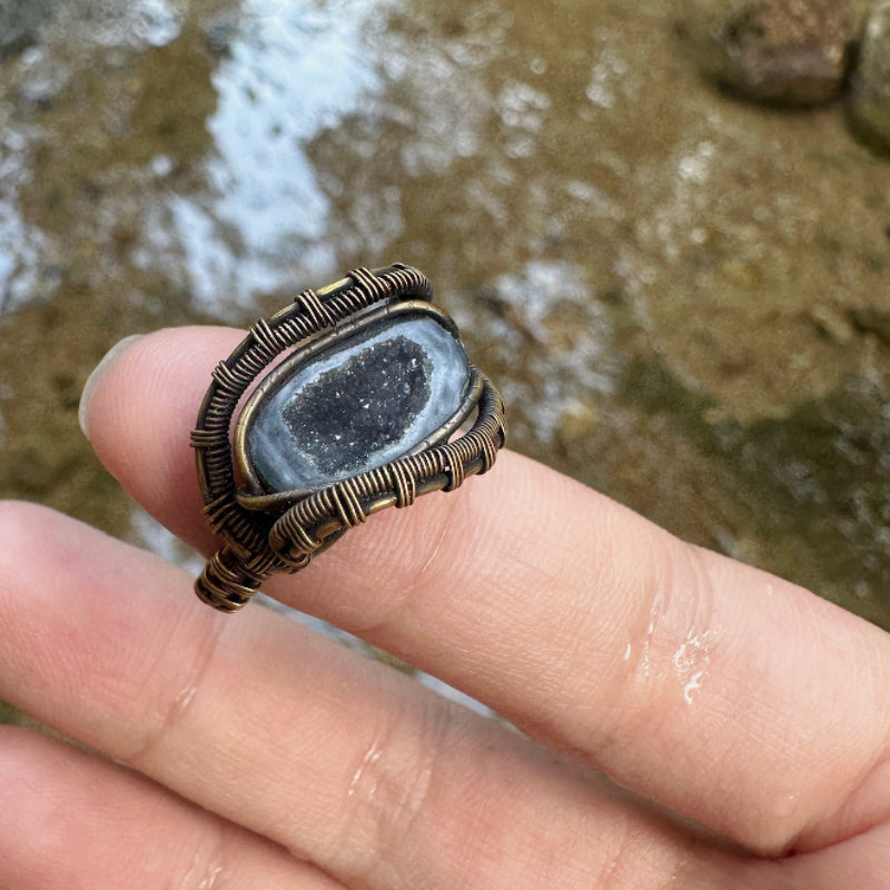 The Blue Hollow Geode Ring