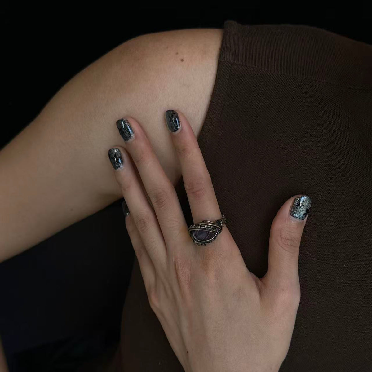 OOAK-The Ember Veil Phantom Quartz Ring