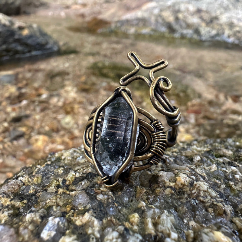 The Astral Compass Herkimer-Style Quartz Ring