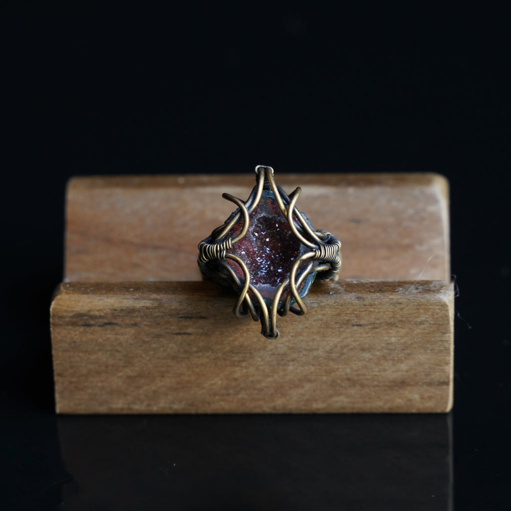 OOAK-The Ember Hollow Mexican Agate Geode Ring