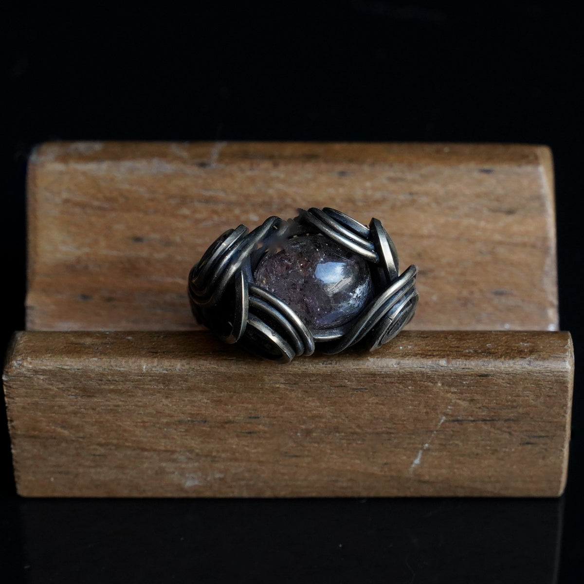OOAK-The Moss Veil Phantom Quartz Ring