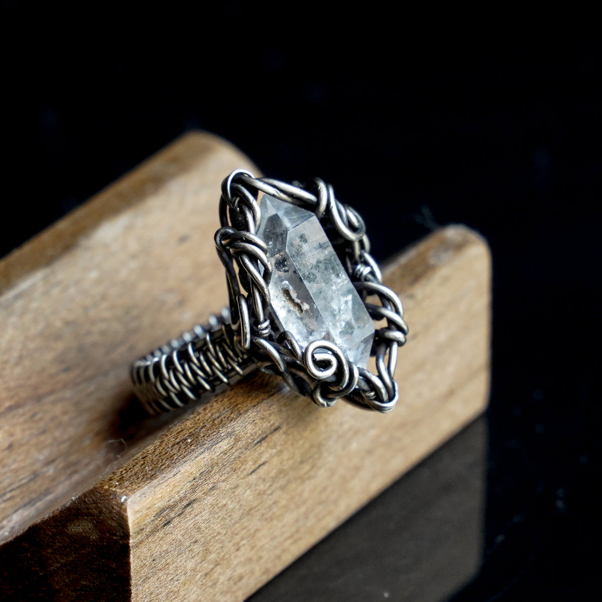 OOAK-The Silver Spire Herkimer Crystal Ring