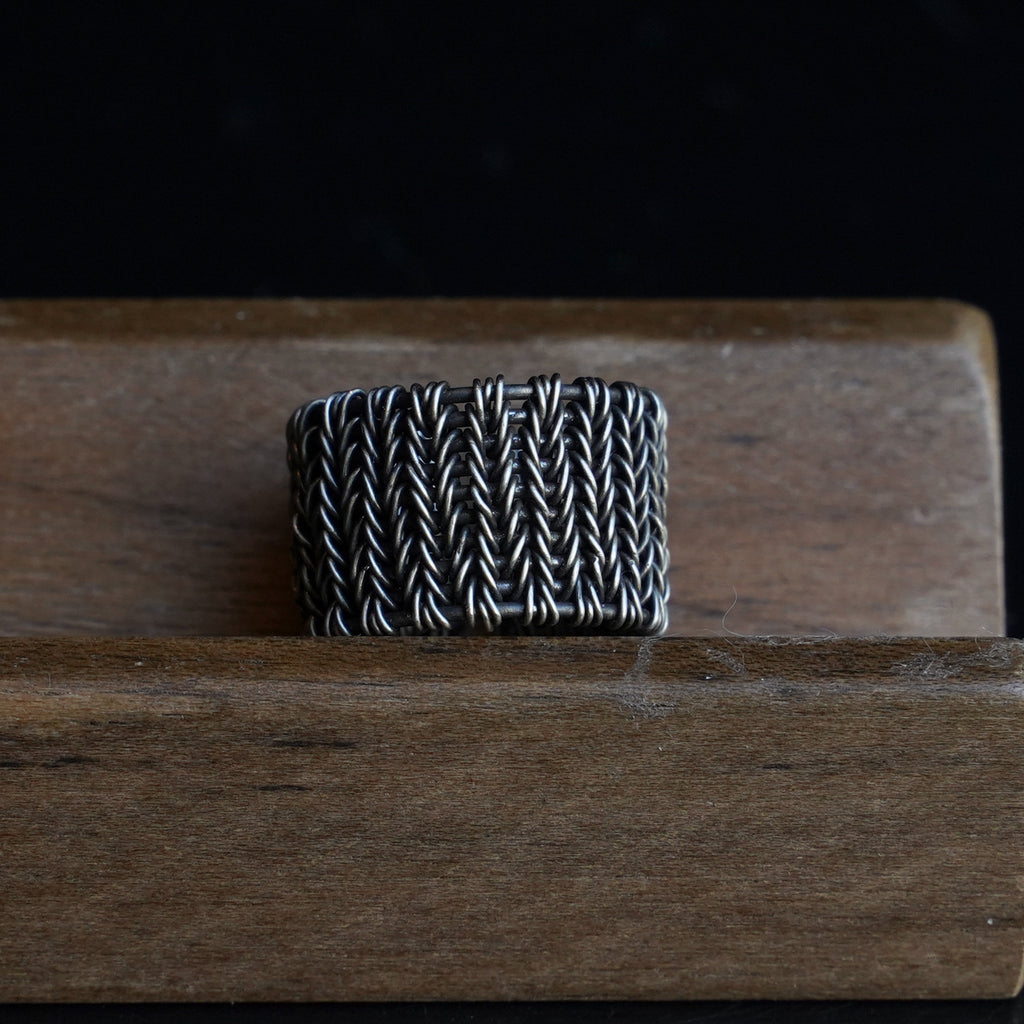 Title OOAK-The Woven Current White Copper Ring