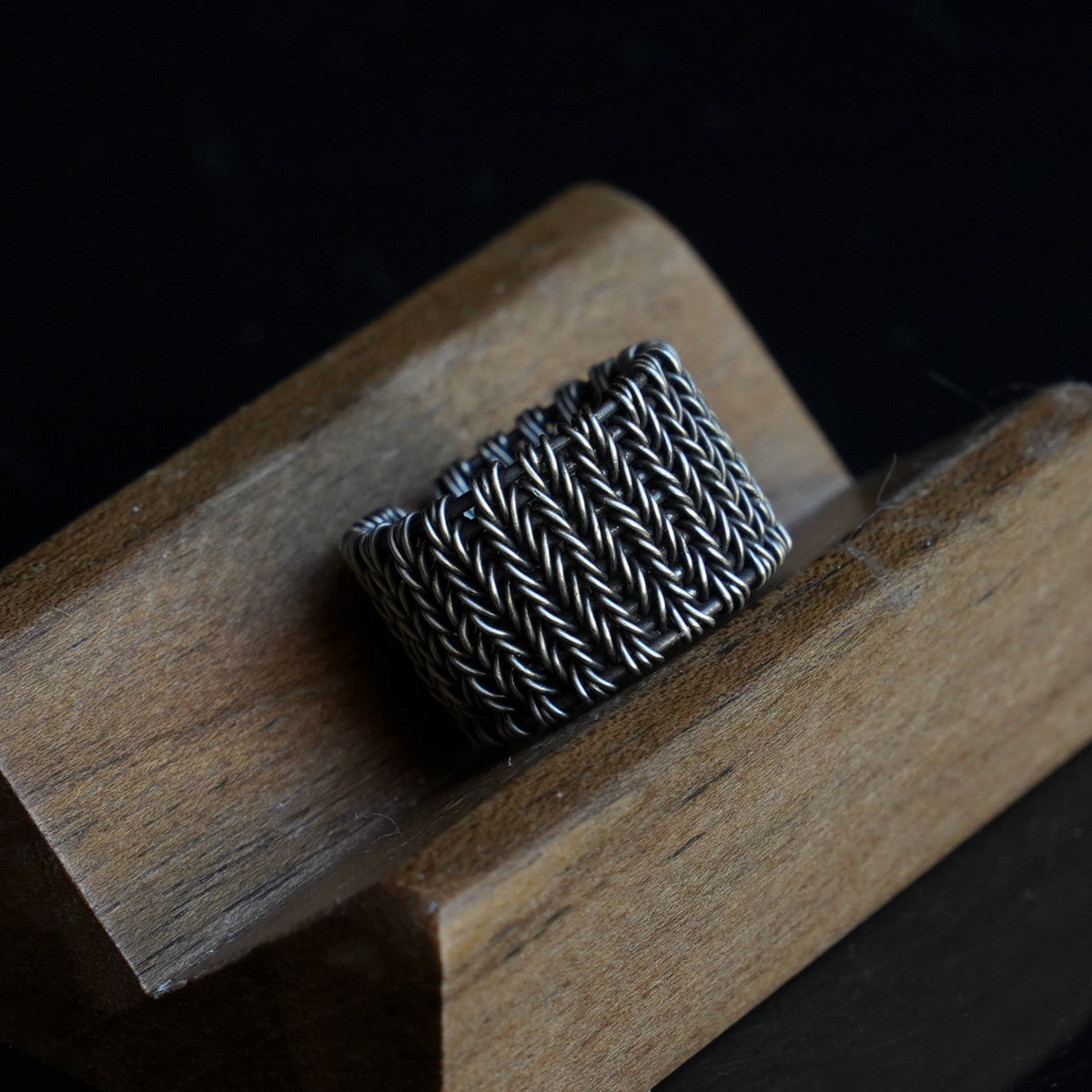 Title OOAK-The Woven Current White Copper Ring