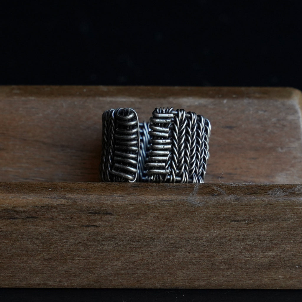 Title OOAK-The Woven Current White Copper Ring