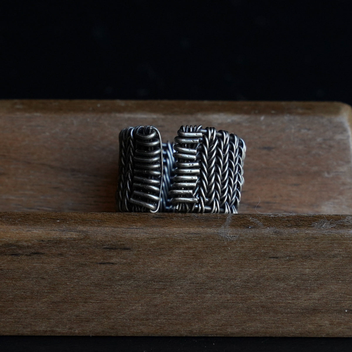 Title OOAK-The Woven Current White Copper Ring