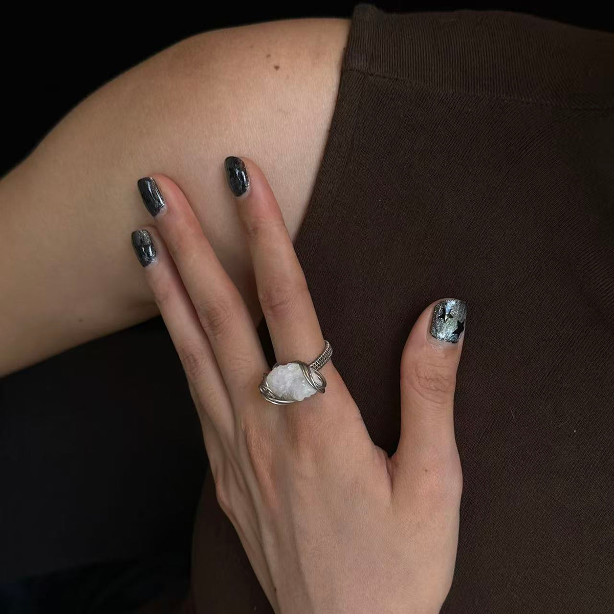 OOAK-The Frost Spire Crystal Cluster Ring