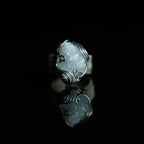 The Quiet Frost natural crystal cluster ring with hand-shaped white copper wirework, frontview