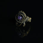 The Timekeeper amethyst and brass wire-wrapped ring, side view